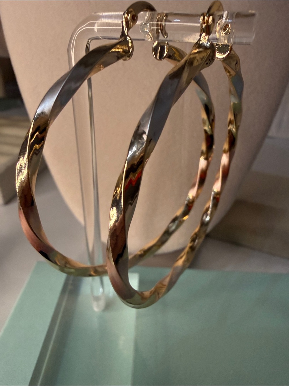 Tri Colored Twisted Hoop Earrings - Women's Fashion Jewelry